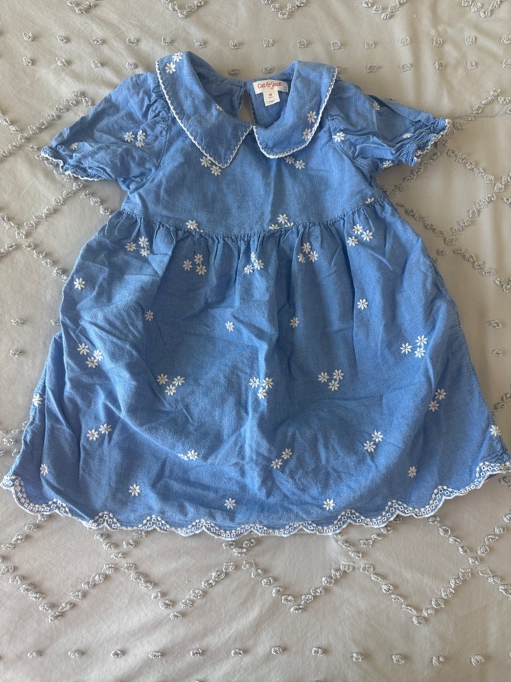 Cat & Jack Blue Dress with White Daisy Embroidery